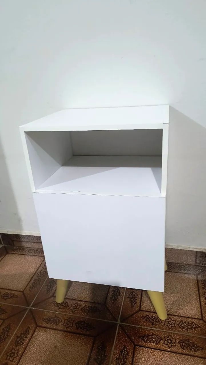 Mesa de Cabeceira Com Porta Nicho Quarto Casal Decoração Retro Rapallo - Foto 3