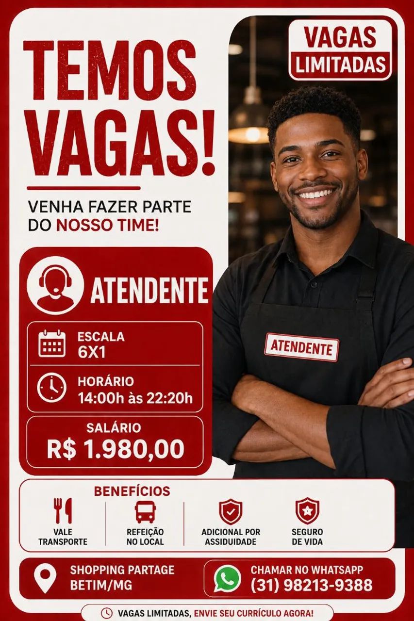 ATENDENTE EM BETIM