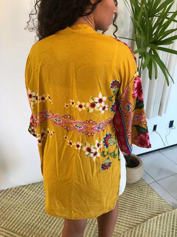 Kimono sobreposição verão moda feminina - Foto 3