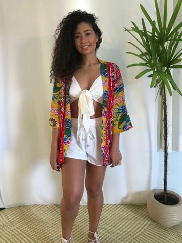 Kimono sobreposição verão moda feminina - Foto 2