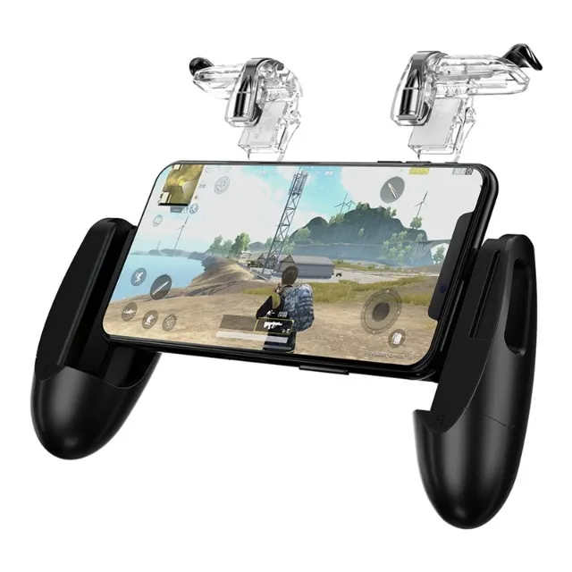 Kit 1 Gamepad Controle Suporte + 1 Par Gatilhos R1 L1 Celular Jogo Joystick  Jogo de Tiro Call Of Duty Pubg Free Fire