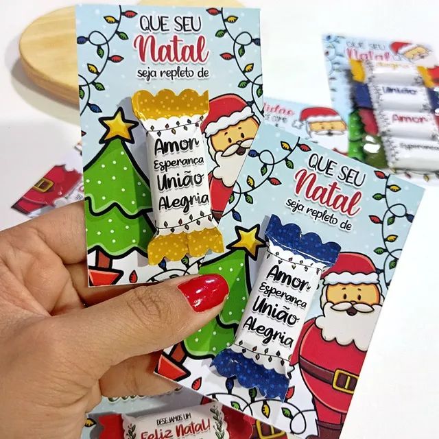 20 Cards de Natal Personalizados + Balas