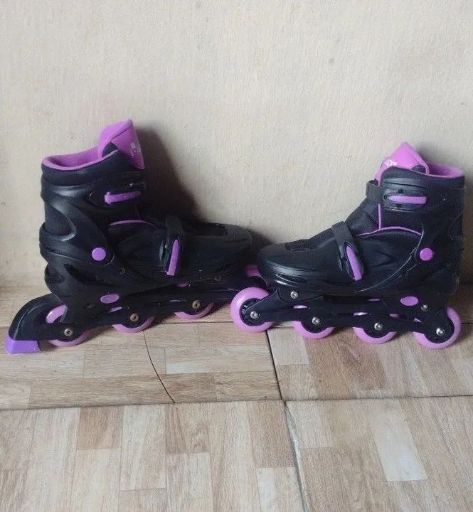 Patins in line tamanho 39-42 preto e roxo - Foto 2