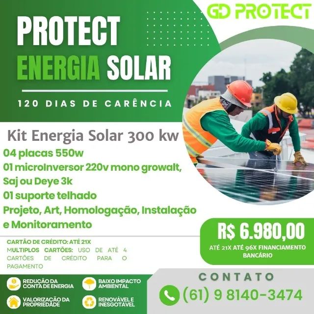 Energia Solar On Grid, Off Grid e Hibrido apartir R$ 269,00 na Parcela