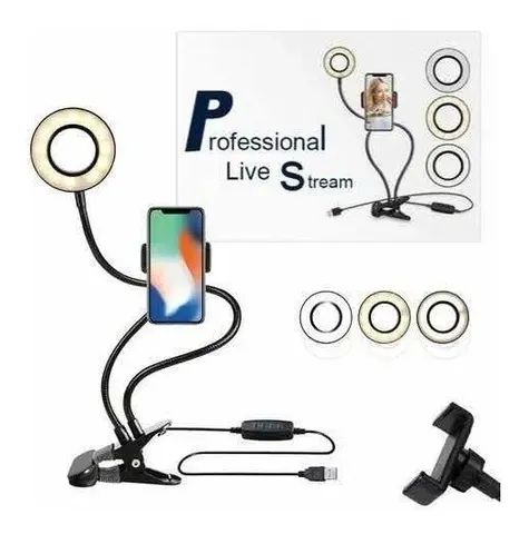 Ring Light Led Iluminador 4" 6" 10" 12" Completo tripé mini e 2,1m etc 15a93 - Foto 4