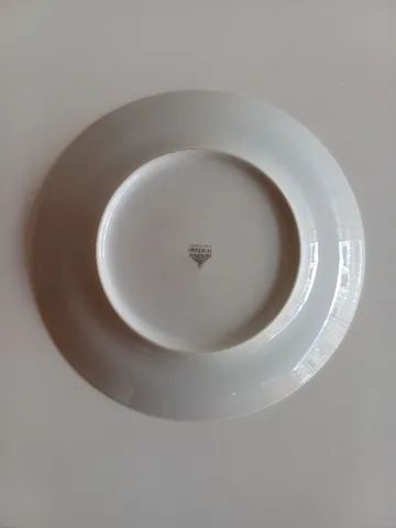 12 pratos porcelana imperial borda em prata - Foto 3
