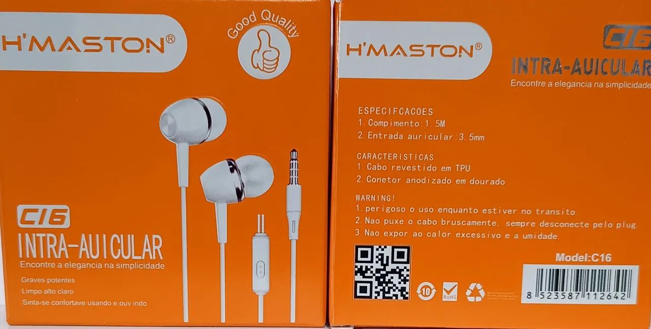 Fone Ouvido c/  P2  com Microfone Stereo !! Hmaston - Foto 2