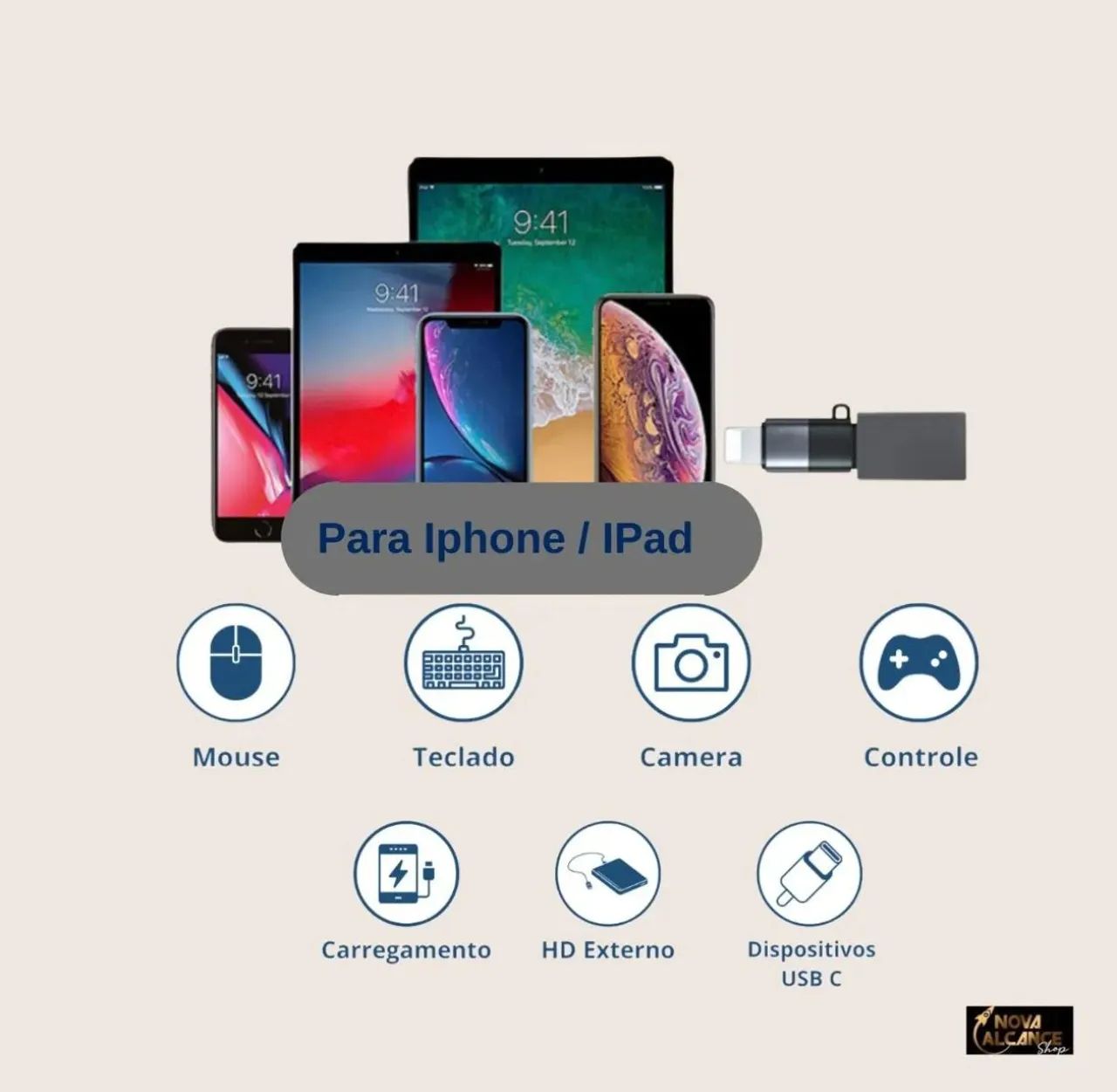 Adaptador Lightning para USB-C com chaveiro - Foto 6