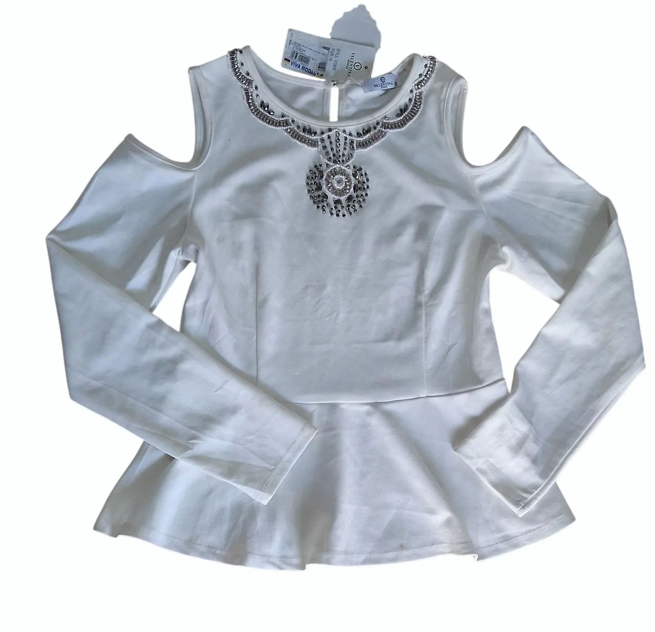 Blusa de manga branca Valentina 