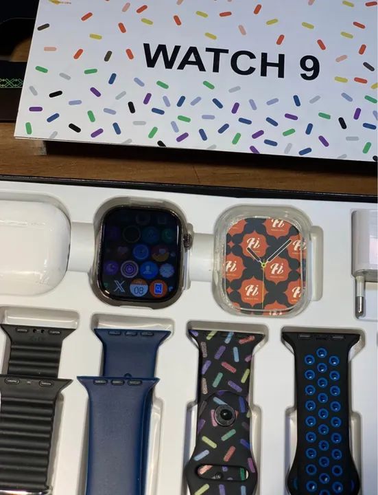 Relógio Smartwatch 9 Lançamento Kit Completo com pulseiras, fone de ouvido e relógio - Foto 3