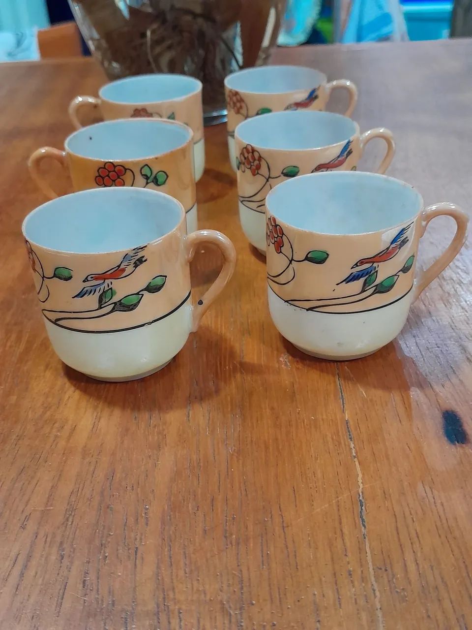 6 xícaras de café Porcelana casca de ovo, pintura feita a mão 