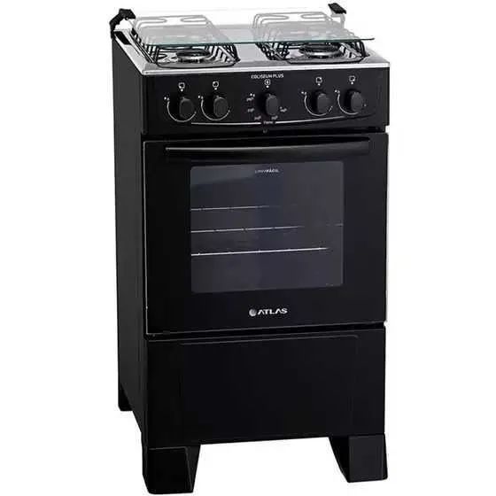 Fogão Atlas Coliseum Plus 4 Bocas Acendimento Manual Mesa de Inox Forno 50L