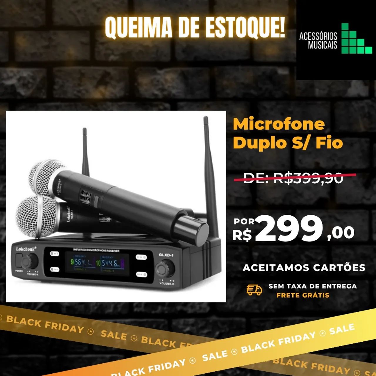Microfone Duplo Sem Fio - Black Friday!