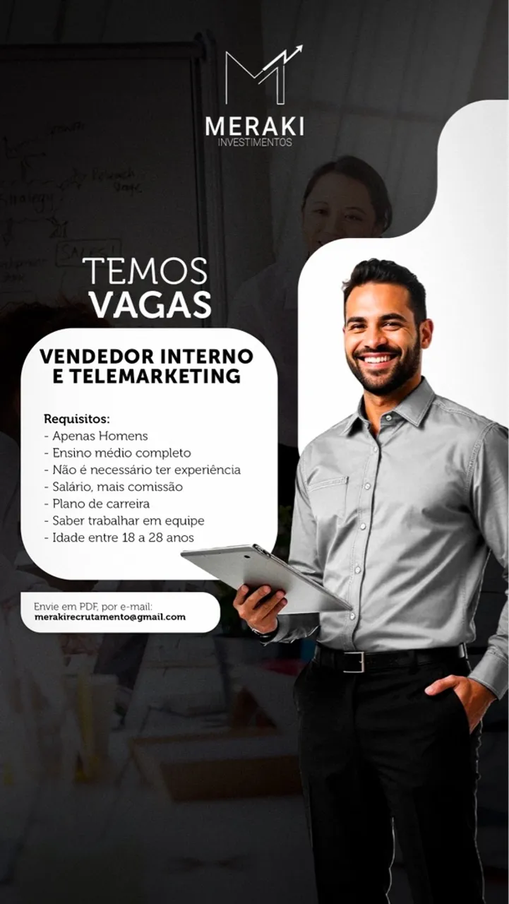 Vaga para vendas/telemarkting