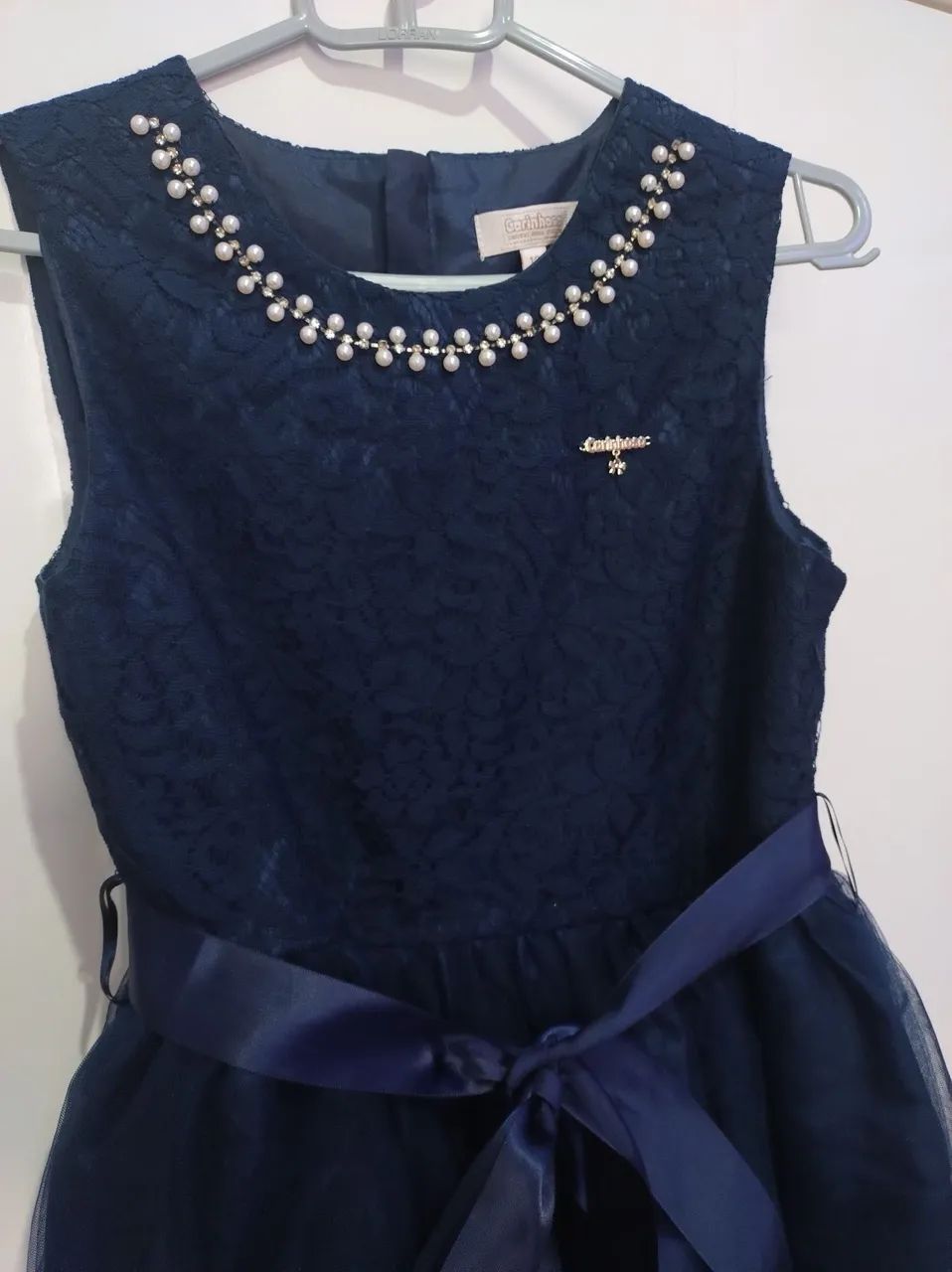 Vestido de festa infantil azul marinho - Foto 4