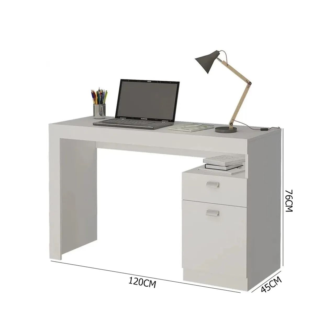 Escrivaninha Permobili Melissa 1 Gaveta 1 Porta Branco  - Foto 2