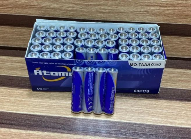Caixa Com 60 Pilhas Palito AAA Átomo