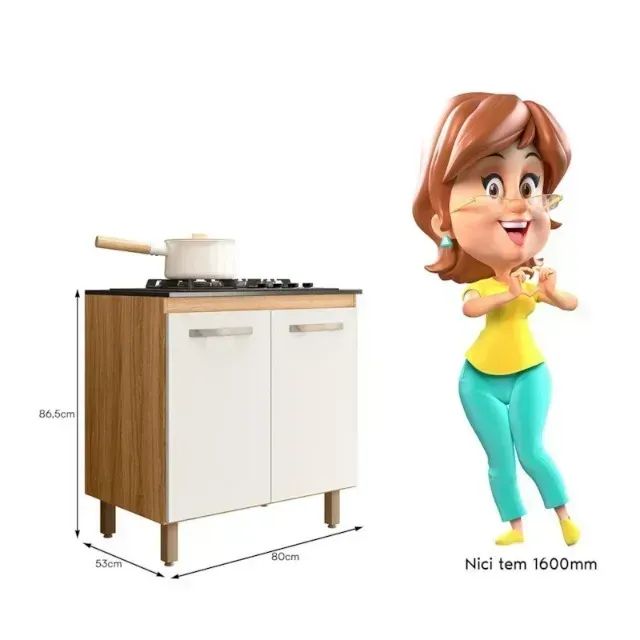 Super Oferta de Balcão Violeta para cooktop 4 ou 5 bocas Freijó/Off White - Foto 3
