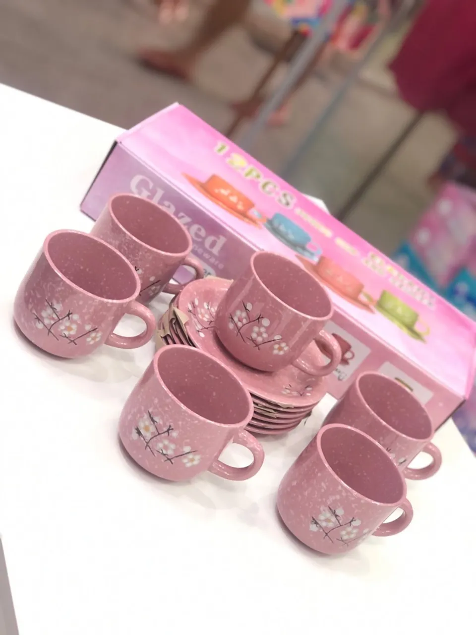 Conjunto de Xícaras de Chá Rosa Floral - 12 Peças