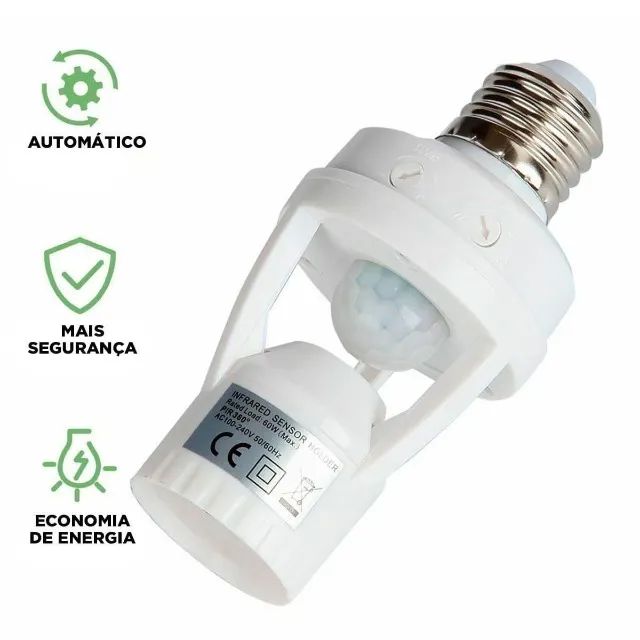 Sensor Presença C/ Fotocélula Para Lâmpada Soquete E27 - Foto 2