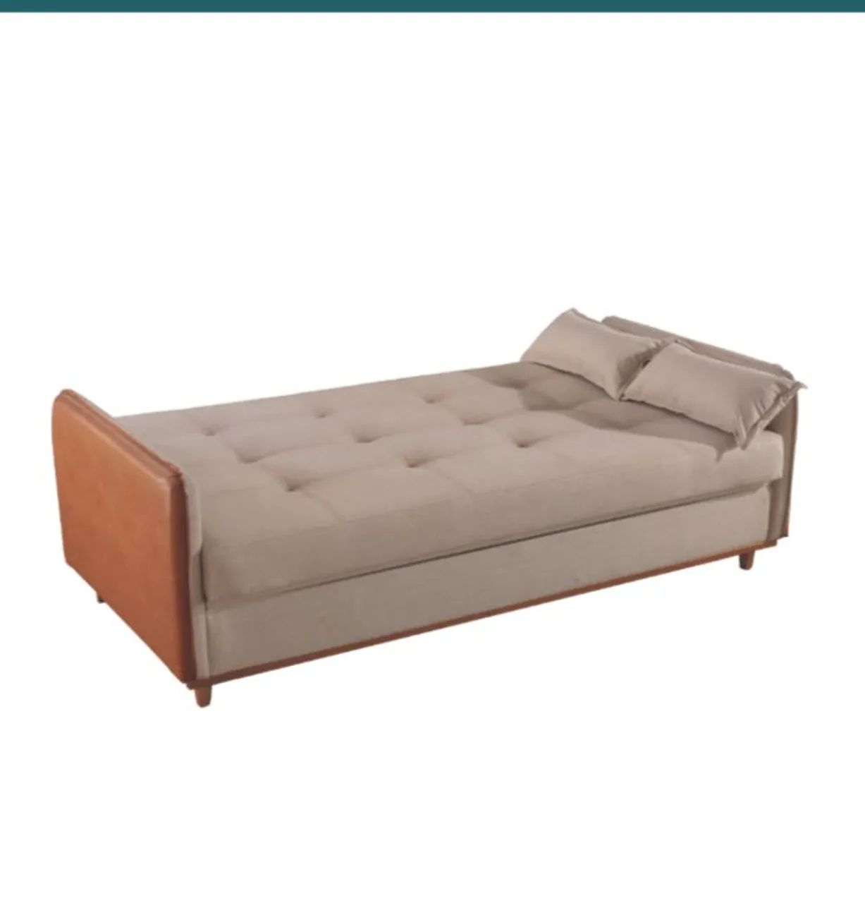 Sofá Cama Elegante com Detalhes em Couro - Foto 2