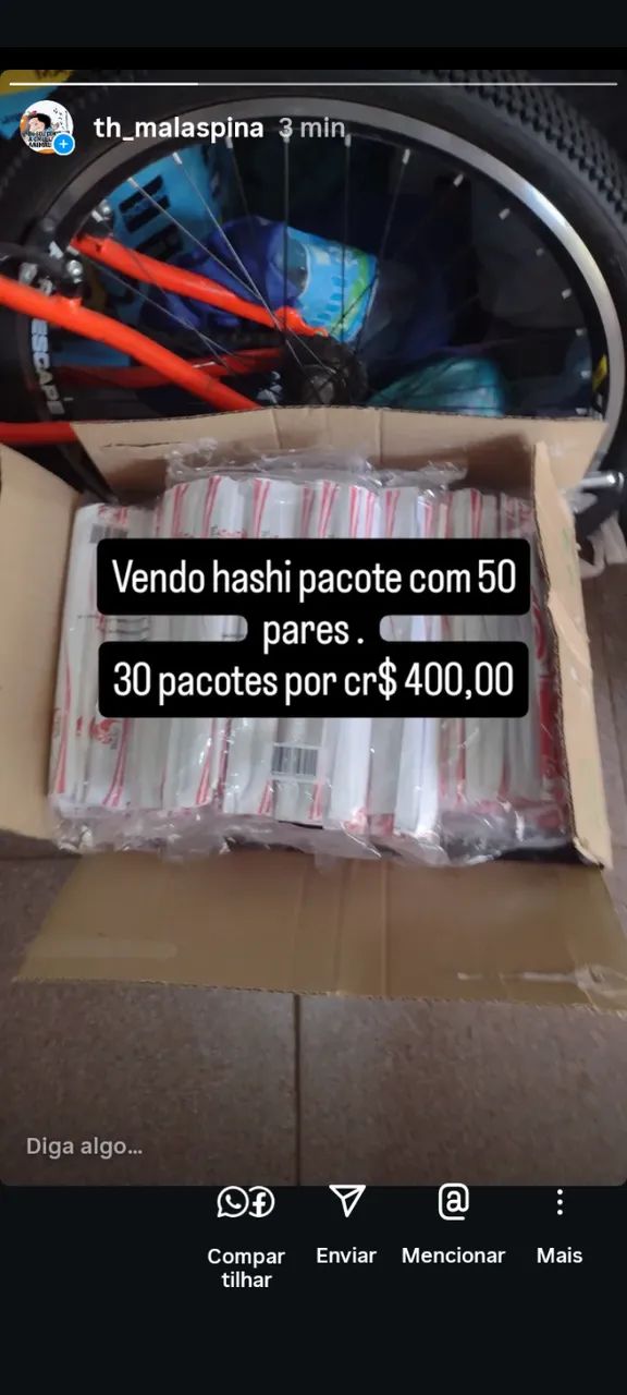 Hashi novo embalagem com 50 pares