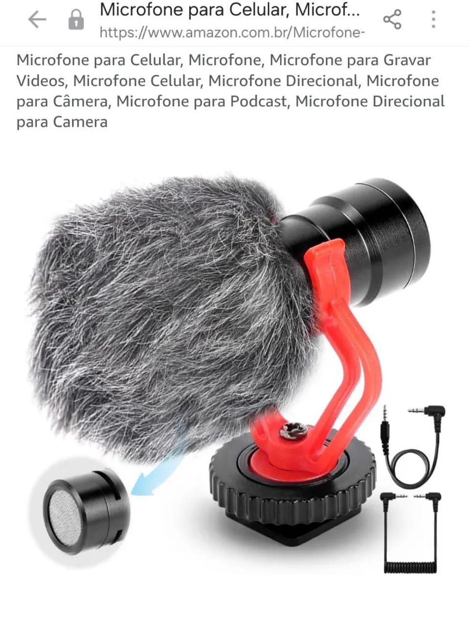 Microfone para câmera e celular.