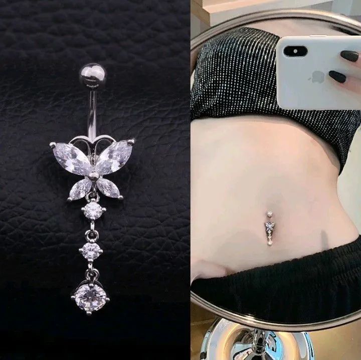 Piercing de umbigo com Borboleta de Cristal - Foto 3