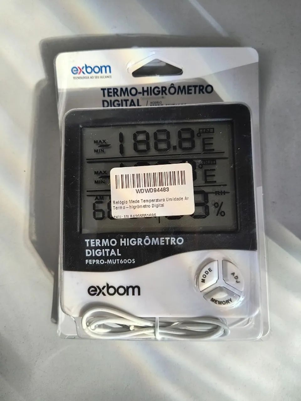 Lote 046 Relogio Mede Temperatura Umidade Termo Higrometro Digital Exbom