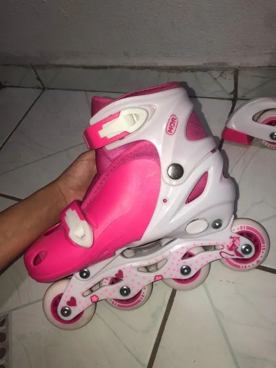 Patins rosa e branco. - Foto 3