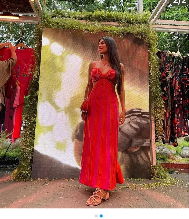 Vestido listrado laranja e rosa novo P  - Foto 2