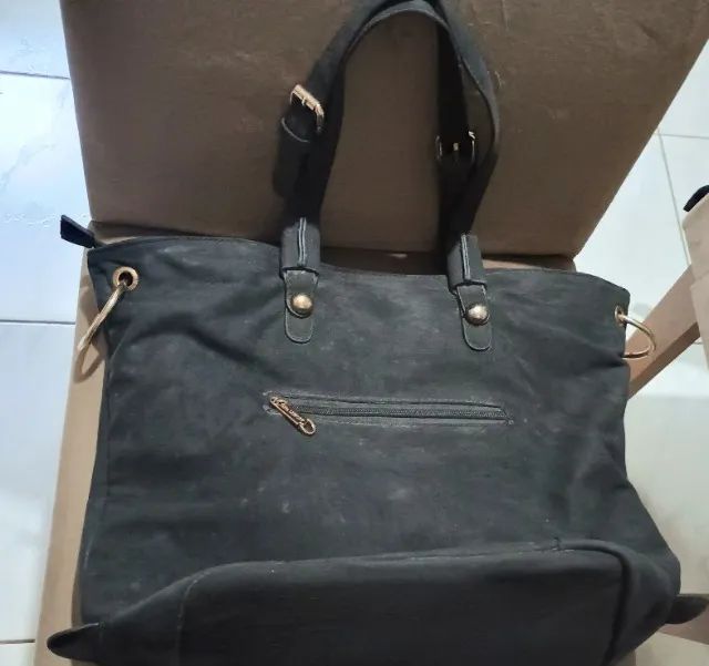 Bolsa grande com gato dourado - Foto 2