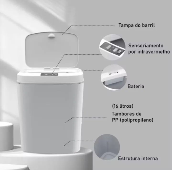 Lixeira Inteligente com Sensor 16 litros  - Foto 3