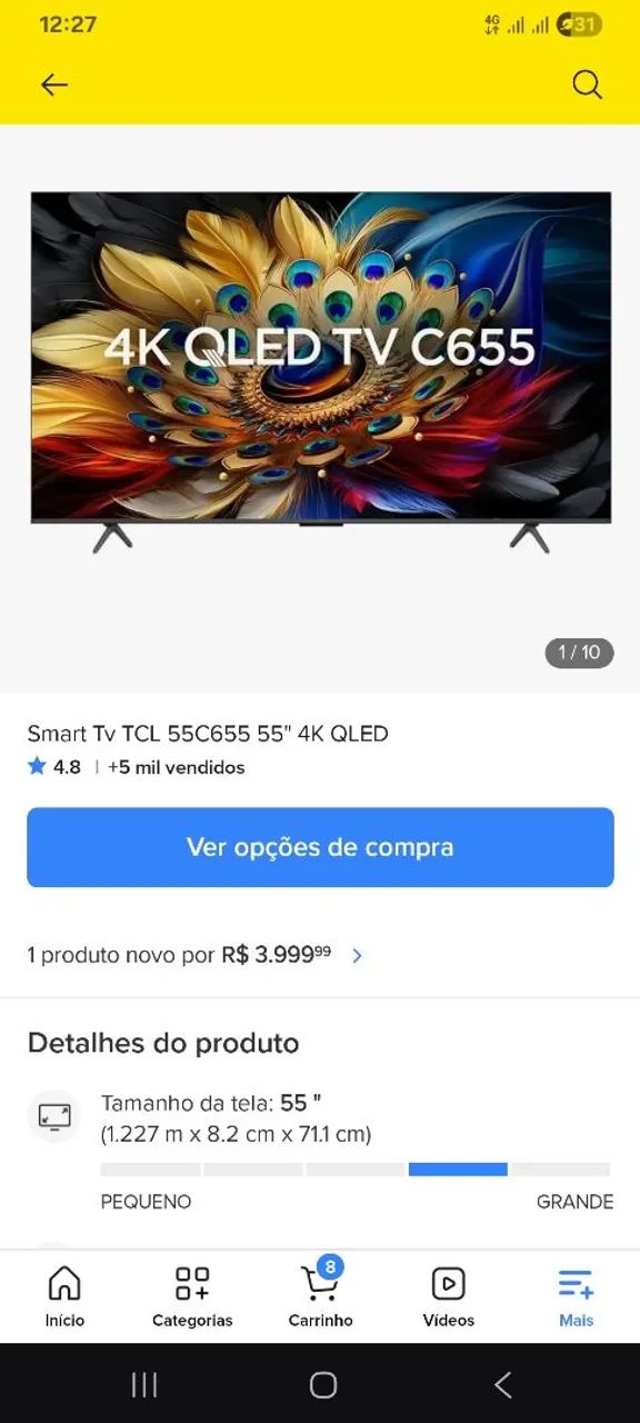 TV 4K 55 Polegadas QLed TCL (ler descrição) - Foto 5