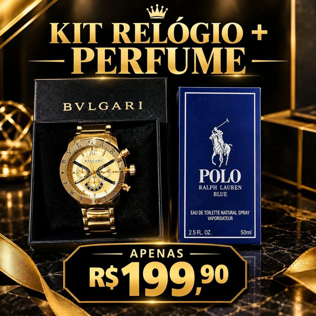 Kit relógio e perfume 50ml