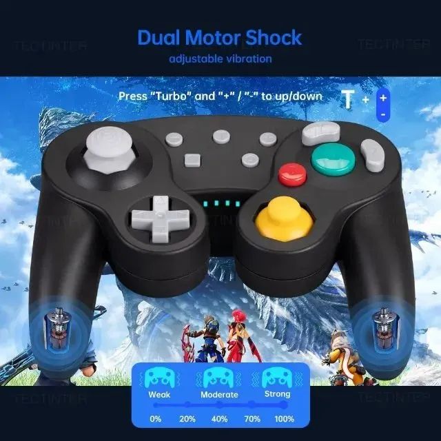 Controle GameCube Bluetooth para Switch PC Android Steam com Turbo e Giroscópio - Foto 5