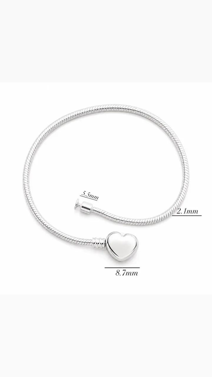 PULSEIRA PRATA 925 para BERLOQUE fecho CORAÇÃO LISO - Foto 5