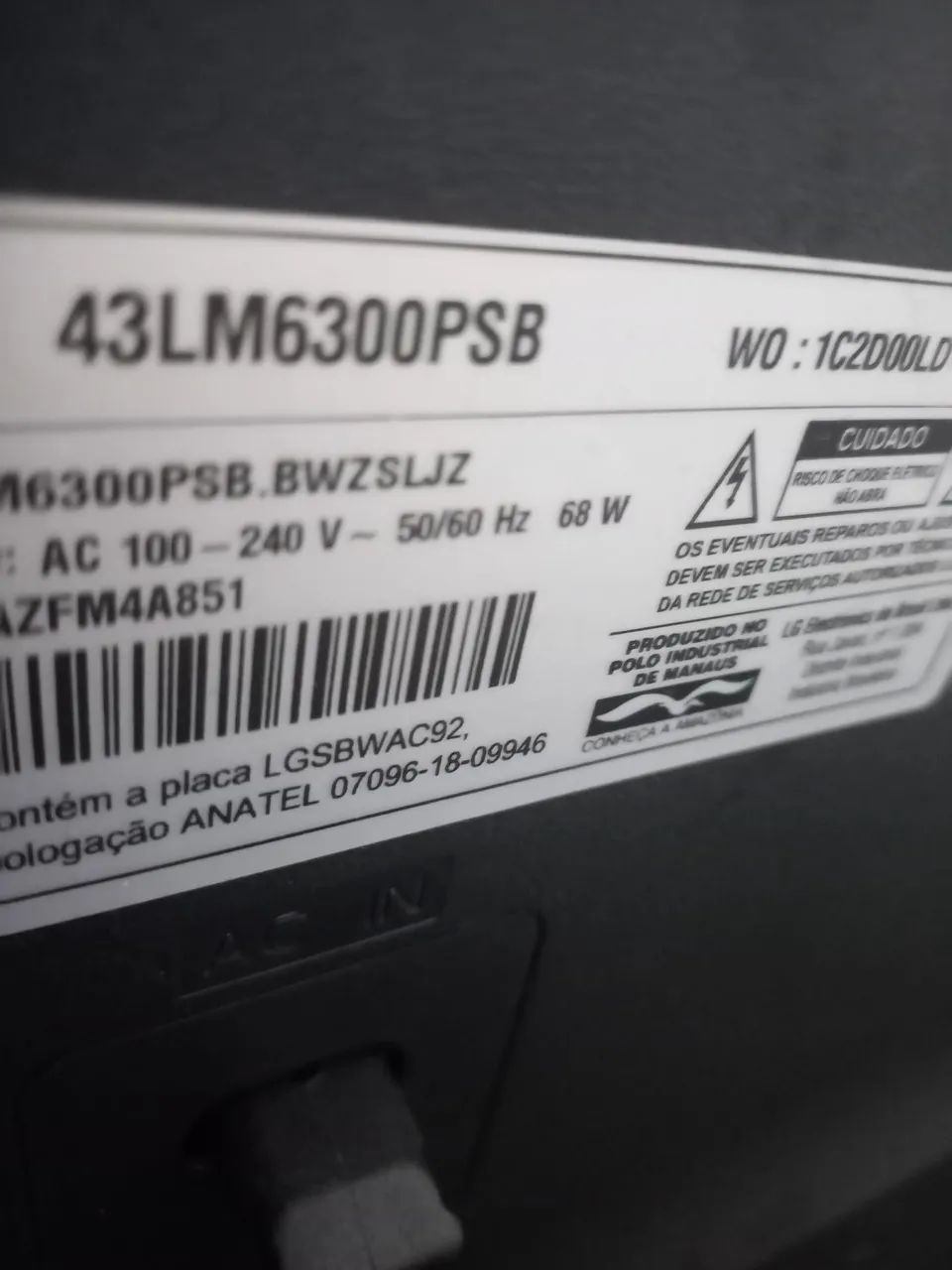 Lâmpada regua led tv lg 43LM6300PSB