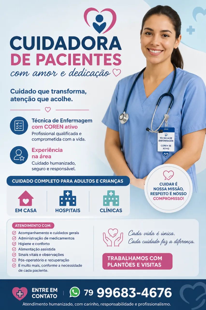 Cuidadora de Pacientes - Técnica de Enfermagem com COREN Ativo  