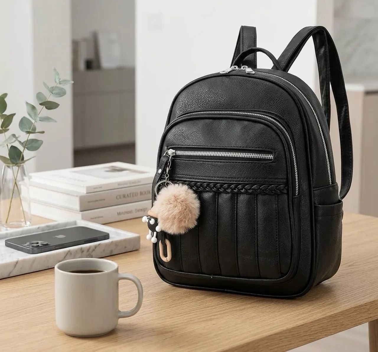 Mochila com forro/ Porta garrafa e chaveiro - Foto 2