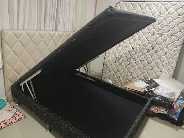 Conjunto de cama box, colchão de mola casal e cabeceira  - Foto 5
