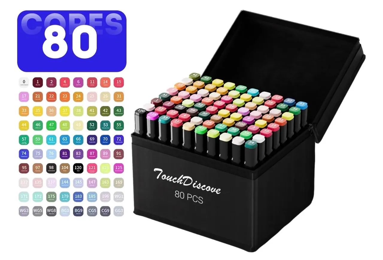 Kit Conjunto 80 Canetas Ponta Dupla