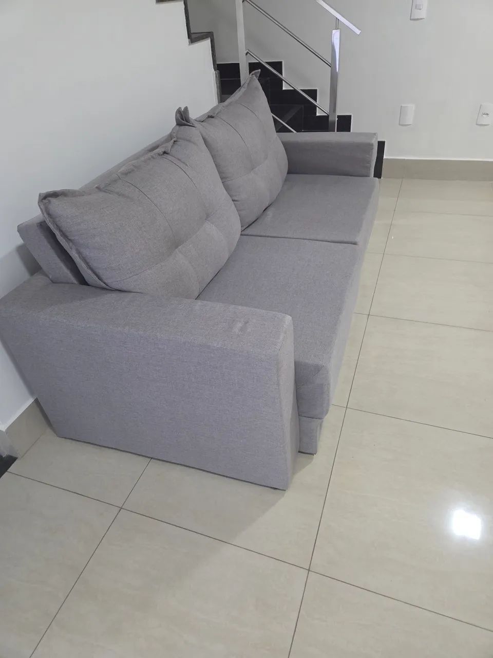 Sofá Retrátil 2 Lugares Cinza - Foto 2