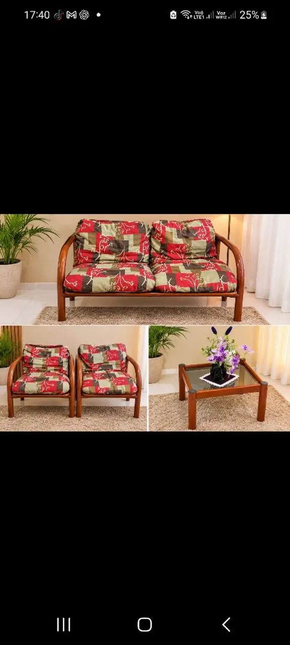 Sofa com 4lugares e mesa de centro 