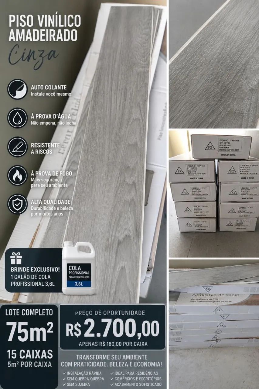 ? QUEIMA DE ESTOQUE ? PISO VINÍLICO AMADEIRADO PREMIUM ?