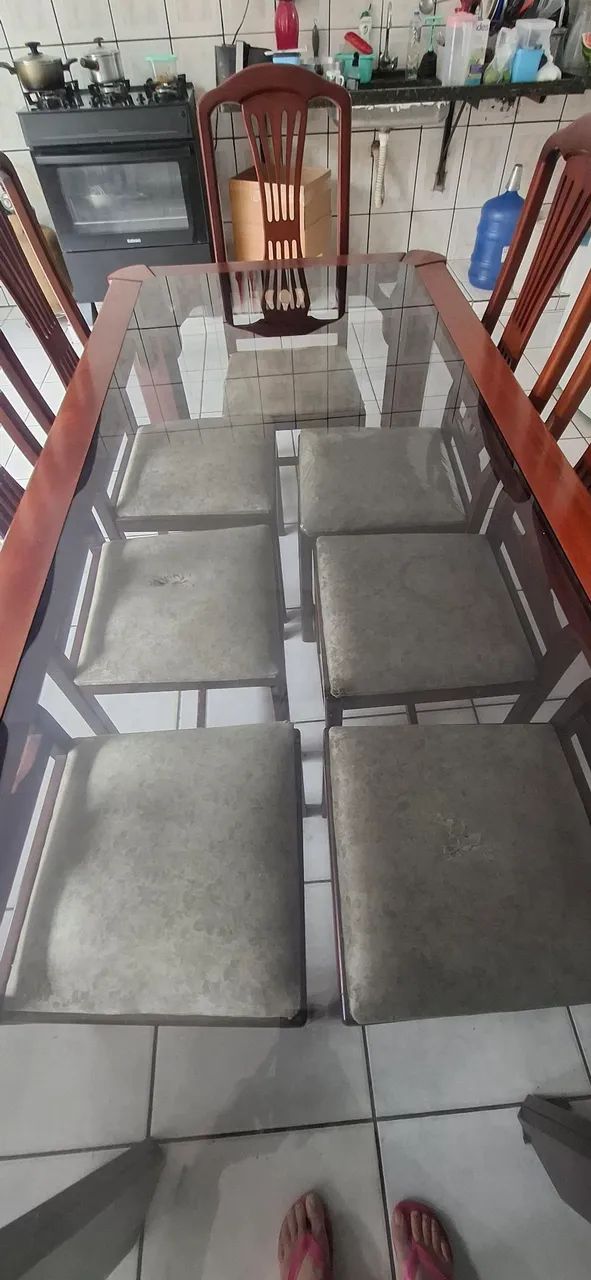 Mesa de vidro madeira - Foto 2
