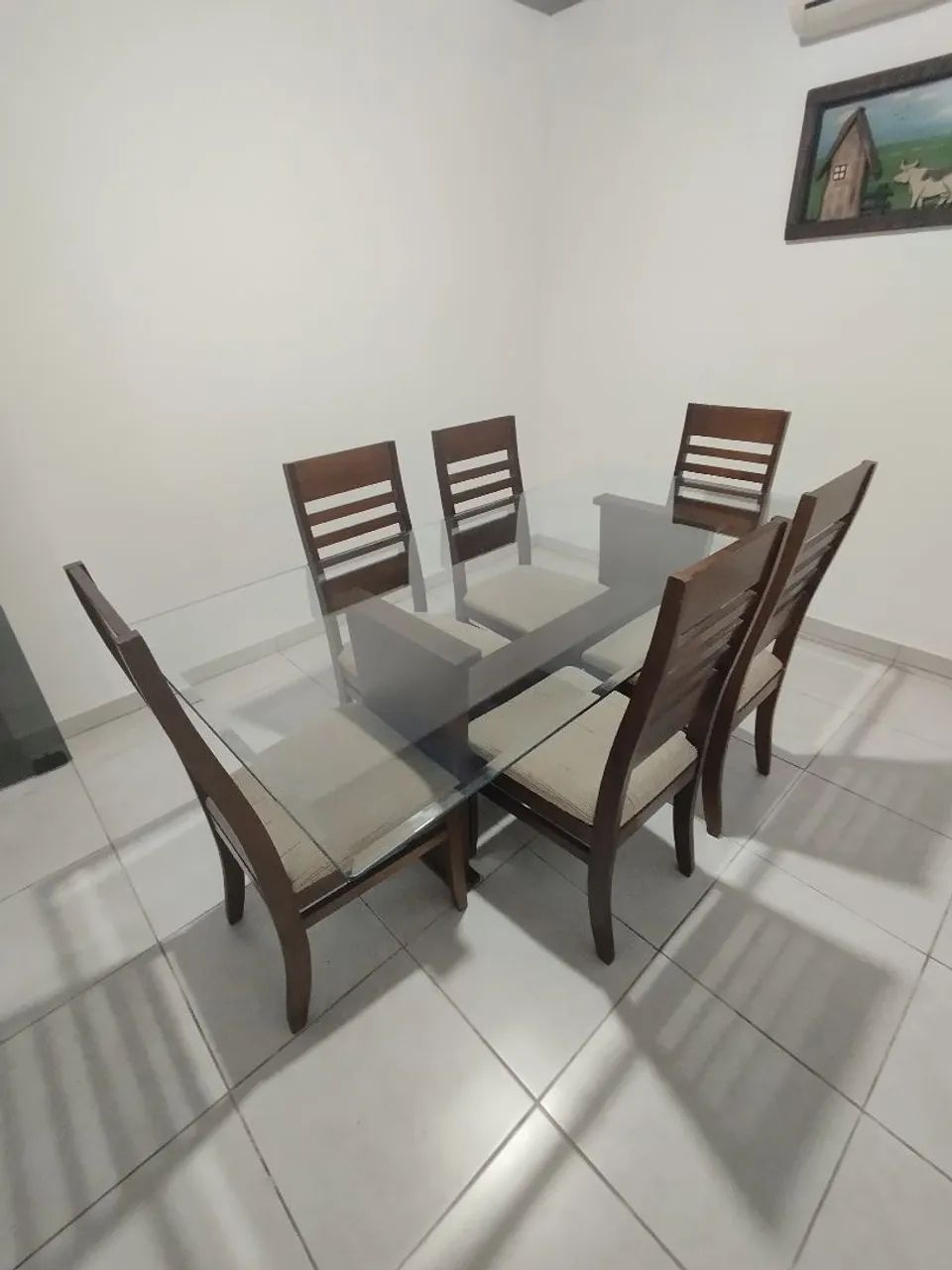 Mesa de vidro com 6 cadeiras - Foto 2