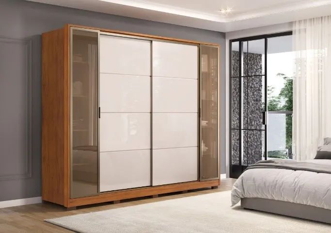Roupeiro Casal 4 Portas 6 Gavetas 100% Mdf Jupiter 2,40m Dividimos Em Até 10x Sem Juros