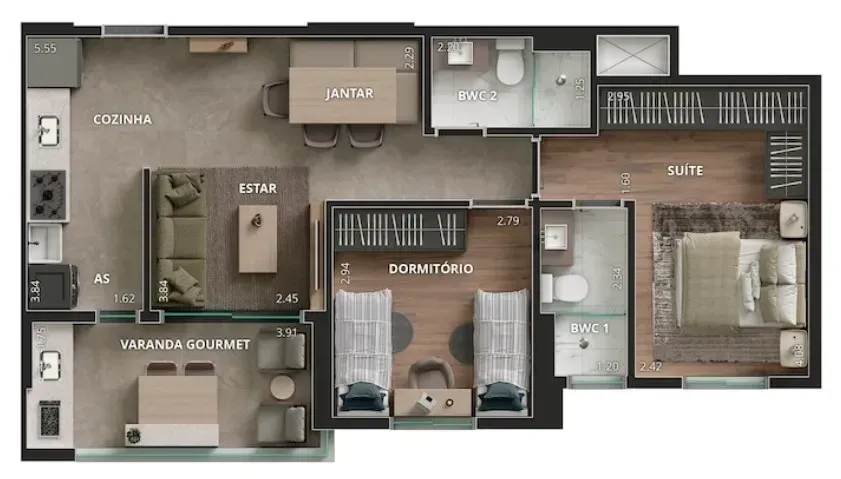 PLANTA 61m²
