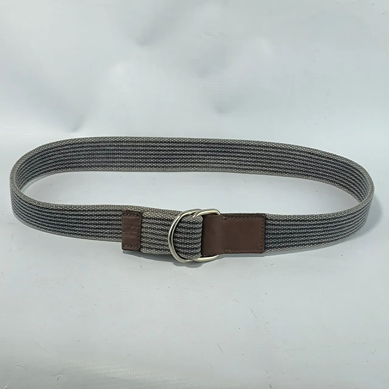 Cinto masculino Brooksfield original cinza e marrom lona e couro 